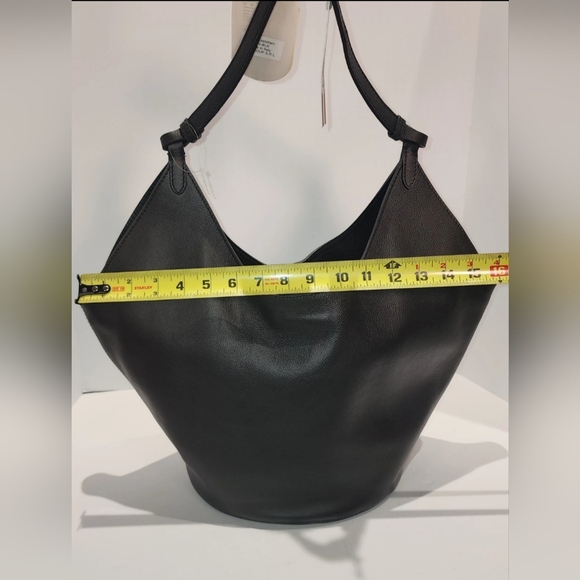 NWT! Viola Castellani Genuine Leather, Hobo Bucket Bag Made in Italy, Black - Picture 6 of 10